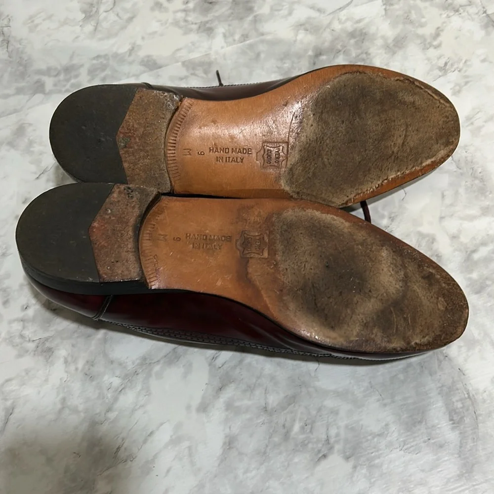 BRUNO MAGLI STEWARD MENS DRESS SHOES LEATHER MADE IN ITALY BURGUNDY Sz 9 - Picture 7 of 11